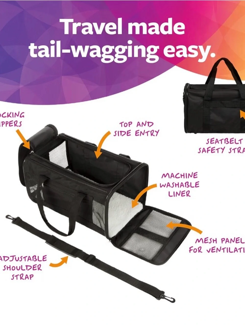 Medium Black Pet Carrier for Cats & Dogs - Brand: brand new